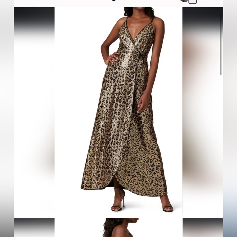 Aidan Mattox Leopard Sequin Maxi Dress